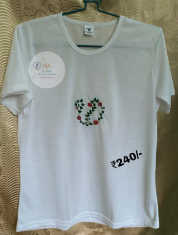 Hot Selling!!!Beautiful Cotton Embroidered T-Shirt For Women's