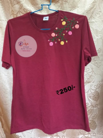Hot Selling!!!Beautiful Cotton Embroidered T-Shirt For Women's