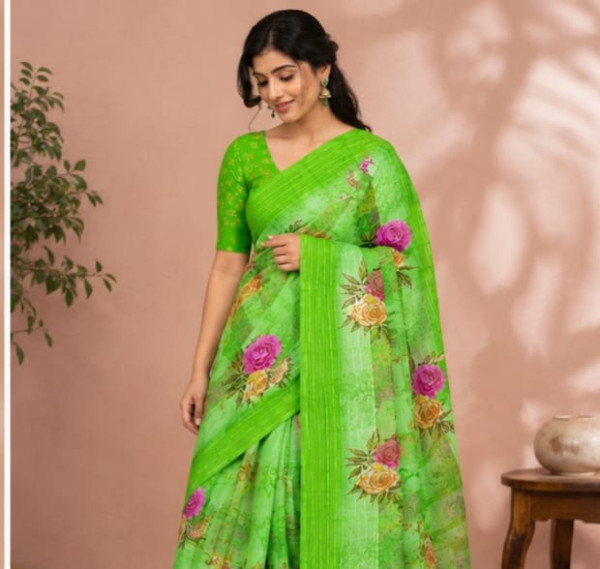 Printed Daily Wear Cotton Blend Saree