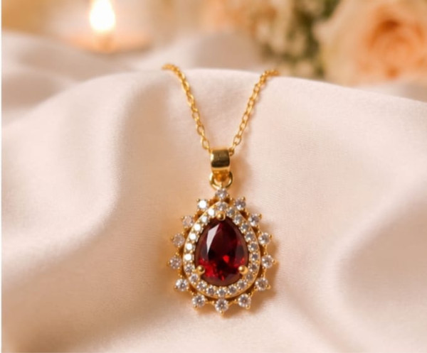 Royal ruby stone pendant with chain